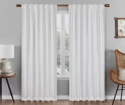 Nora Crochet White Blackout Rod Pocket Curtain Panel, (108")