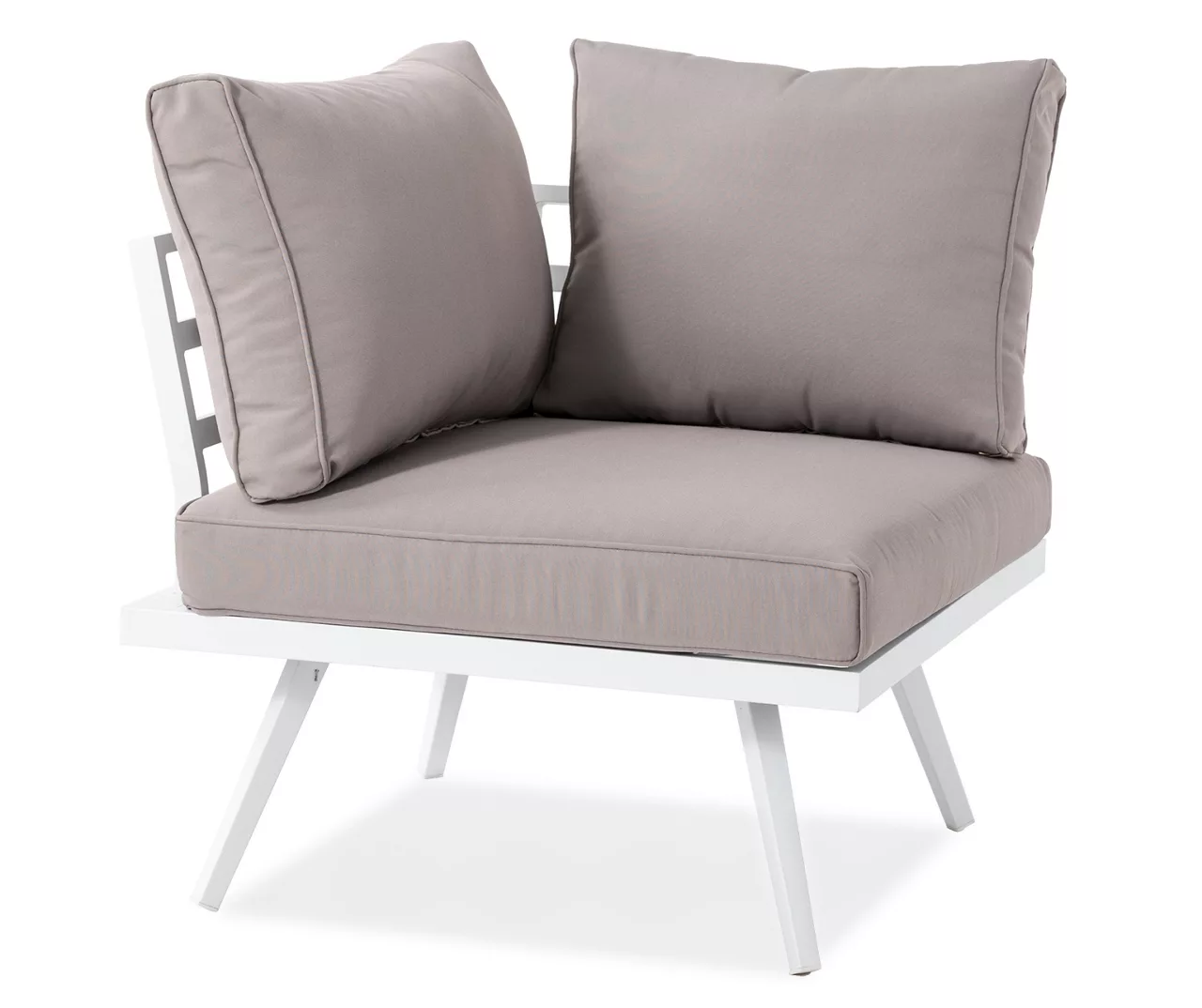 White 6-Piece Aluminum Cushioned Patio Sectional & Coffee Table Set - Image 11