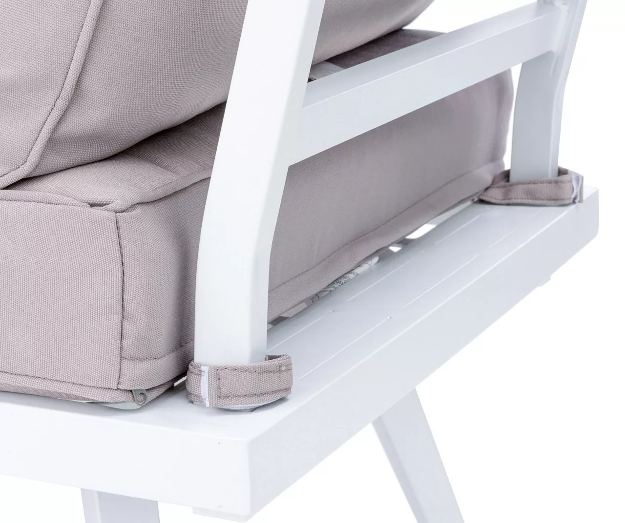 White 6-Piece Aluminum Cushioned Patio Sectional & Coffee Table Set - Image 7