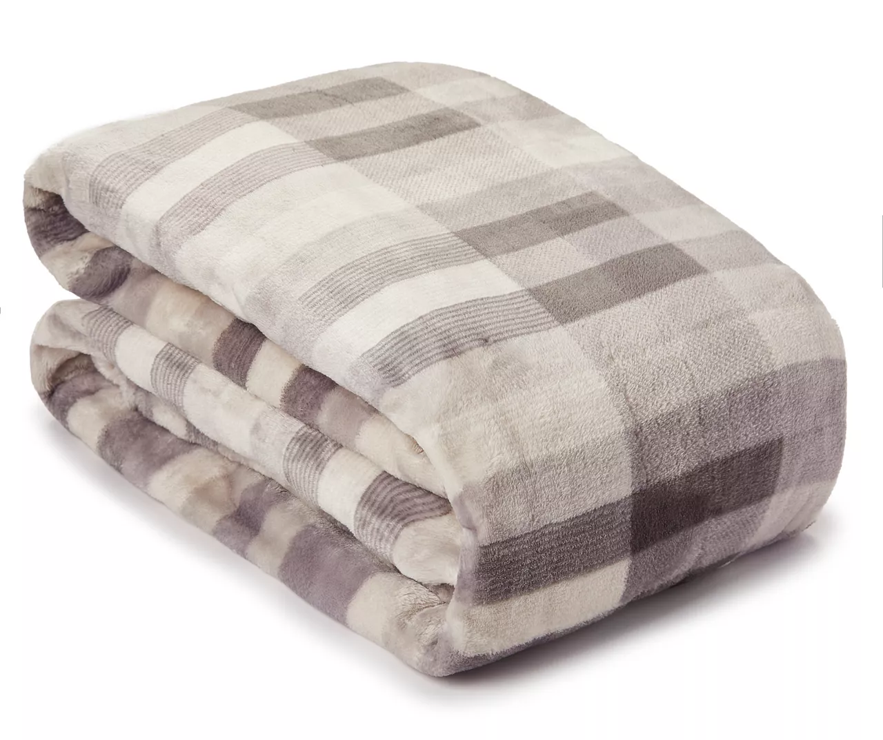 Broyhill Gray Plaid Velvet Plush Blanket - Image 4