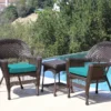 Espresso 3-Piece Cushioned Patio All-Weather Wicker Chat Set