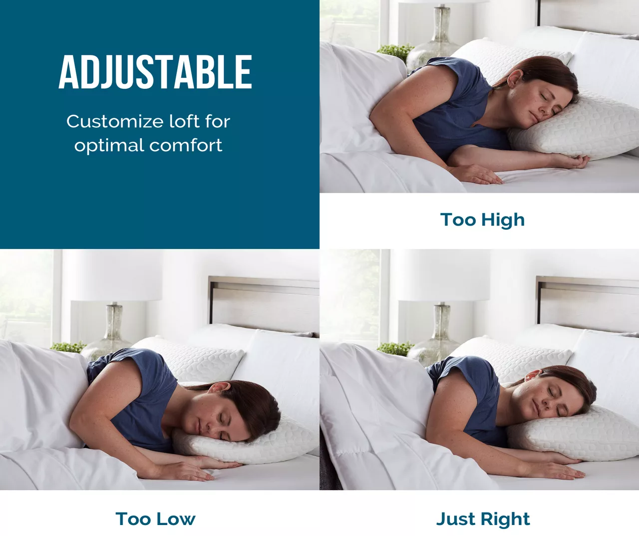 Fiber & Shredded Memory Foam Pillow With Zippered Inner Cover, 2-Pack - Image 4