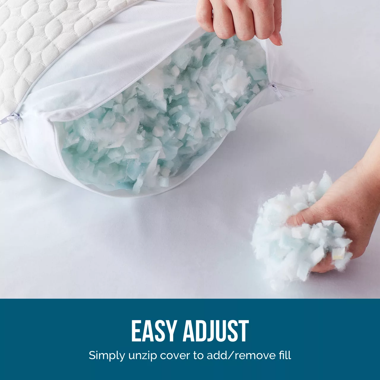 Fiber & Shredded Memory Foam Pillow With Zippered Inner Cover, 2-Pack - Image 12