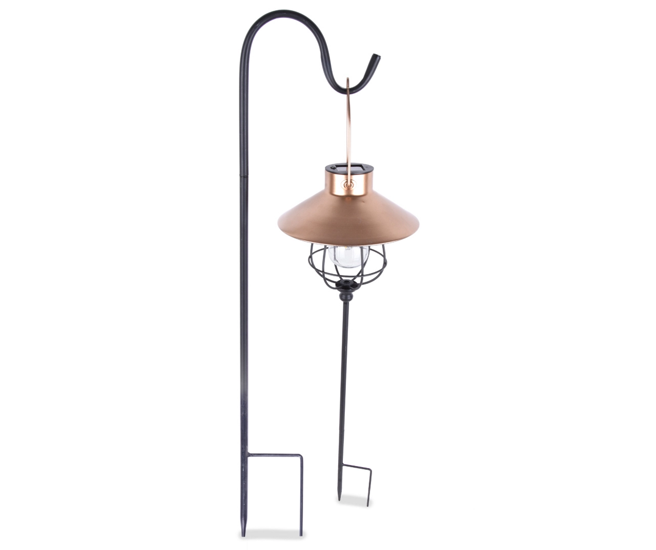 45.7" Brass Shepherd Hook LED Solar Yard Stake - Image 2