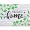 "Welcome Home" Floral White Washed Doormat, (24" X 36")