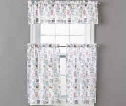 Coffee Print Valance & Tier 3-Piece Curtain Set