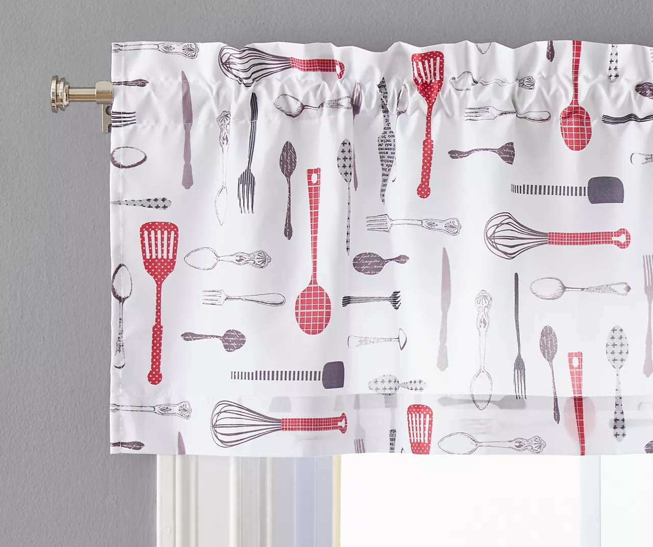 Utensils Print Valance & Tier 3-Piece Curtain Set - Image 2