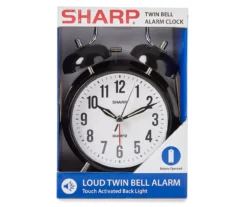 Sharp Black & Silver Twin Bell Alarm Clock