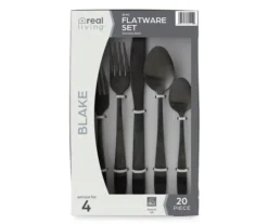 Matte Black 20-Piece Blake Flatware Set
