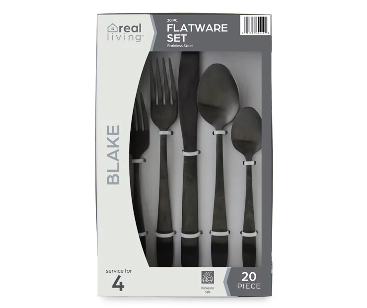 Matte Black 20-Piece Blake Flatware Set