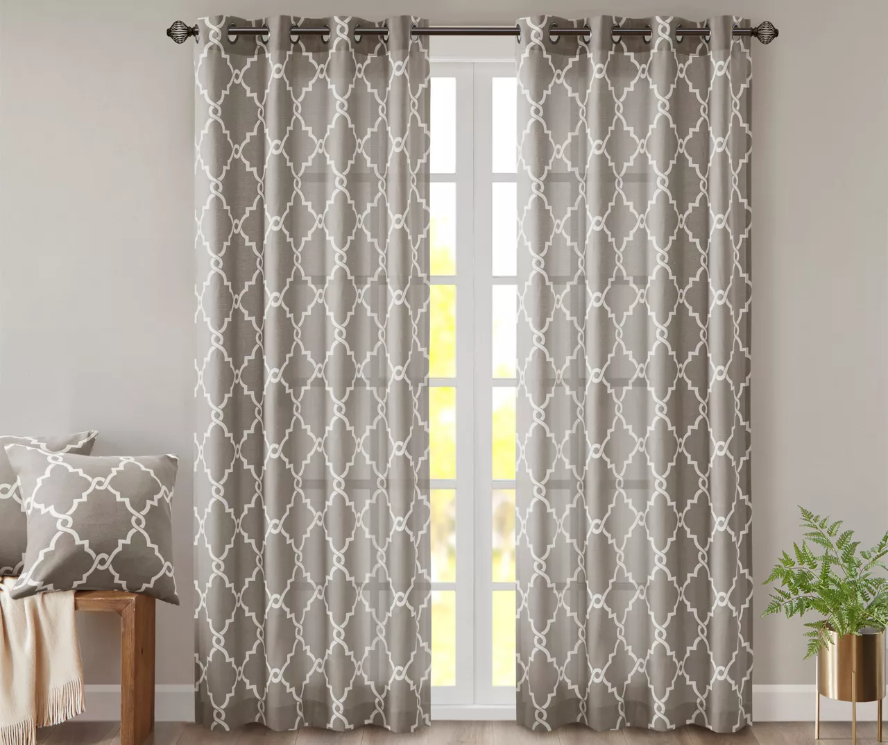Sereno Fretwork Light-Filtering Grommet Curtain Panel - Image 5