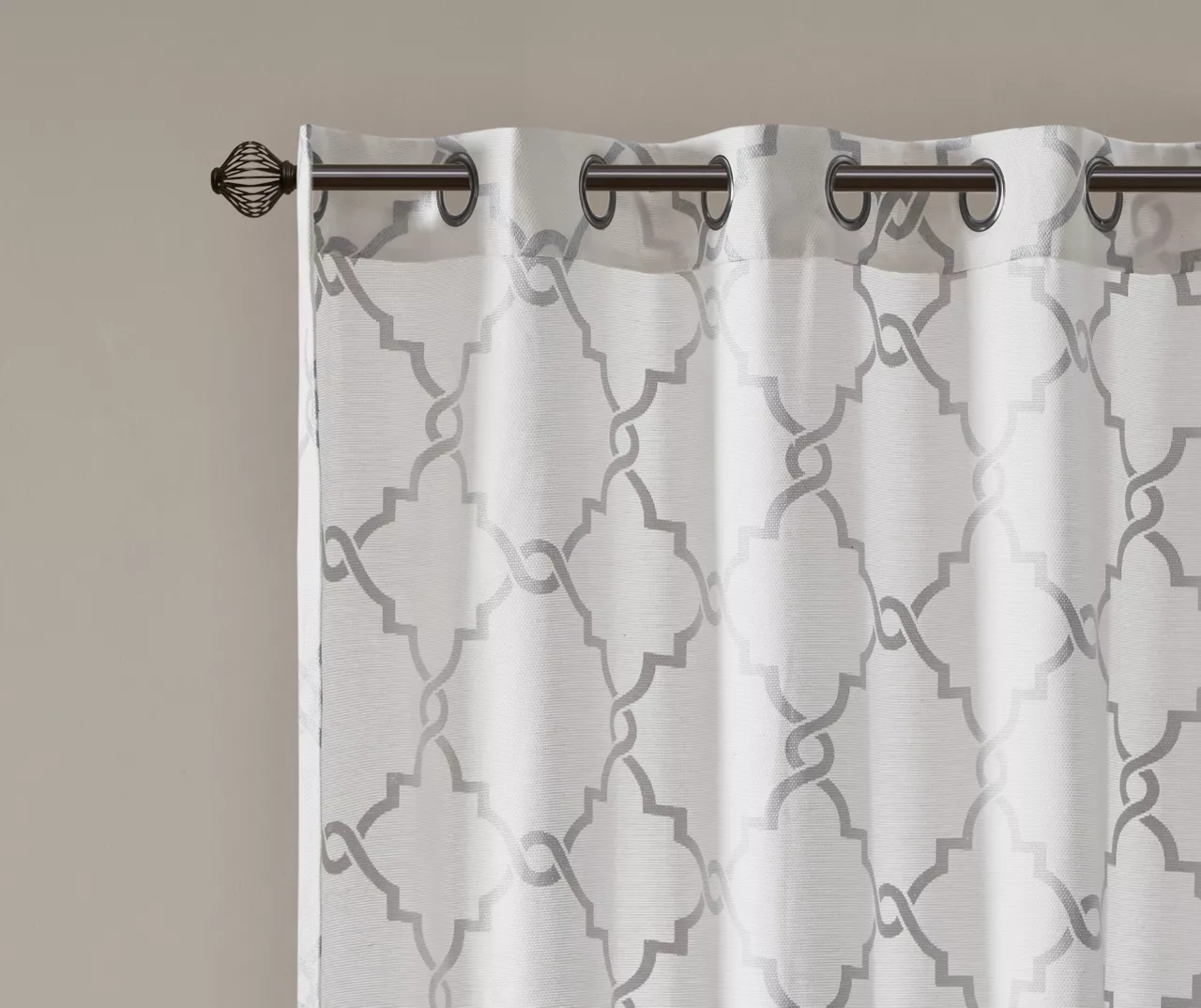 Sereno Fretwork Ivory Light-Filtering Grommet Curtain Panel, (63") - Image 5