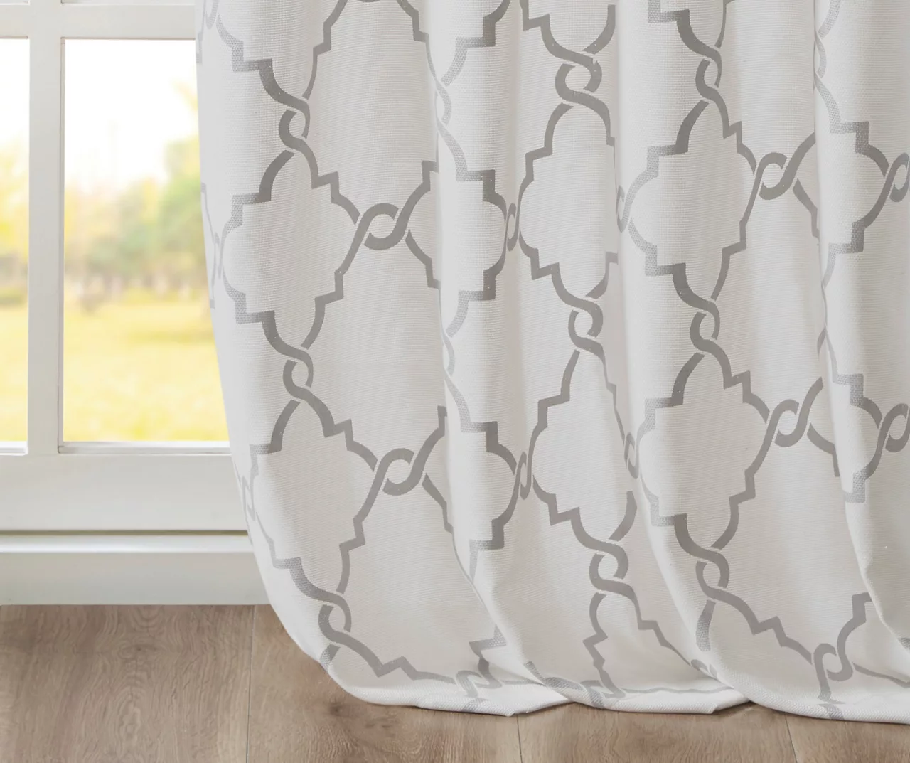 Sereno Fretwork Ivory Light-Filtering Grommet Curtain Panel, (63") - Image 6