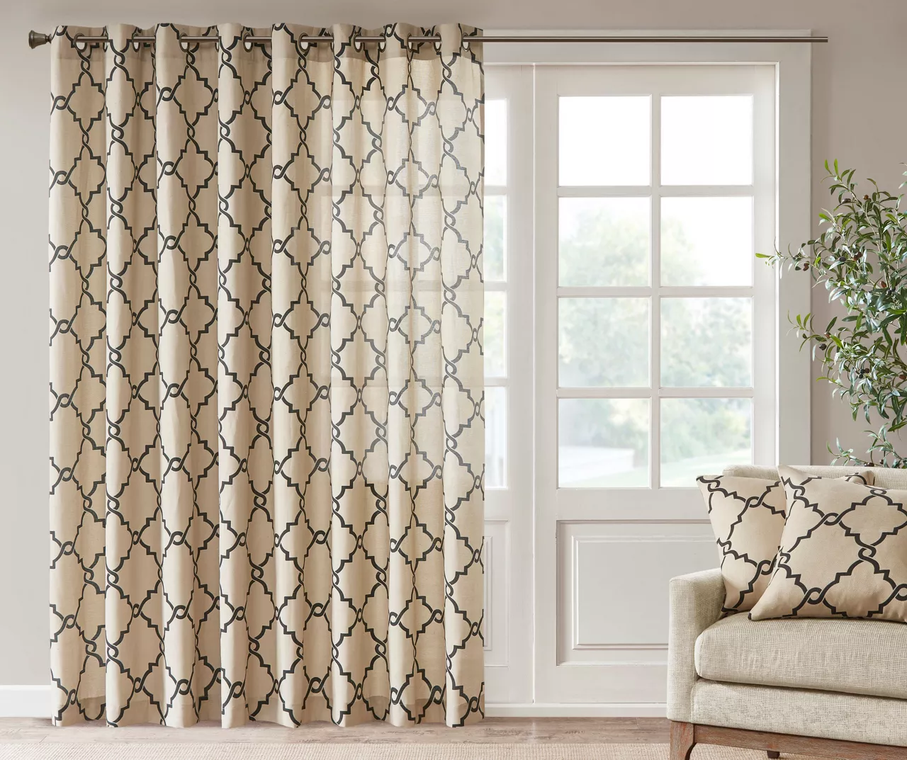 Sereno Fretwork Light-Filtering Grommet Patio Curtain Panel, (84") - Image 7