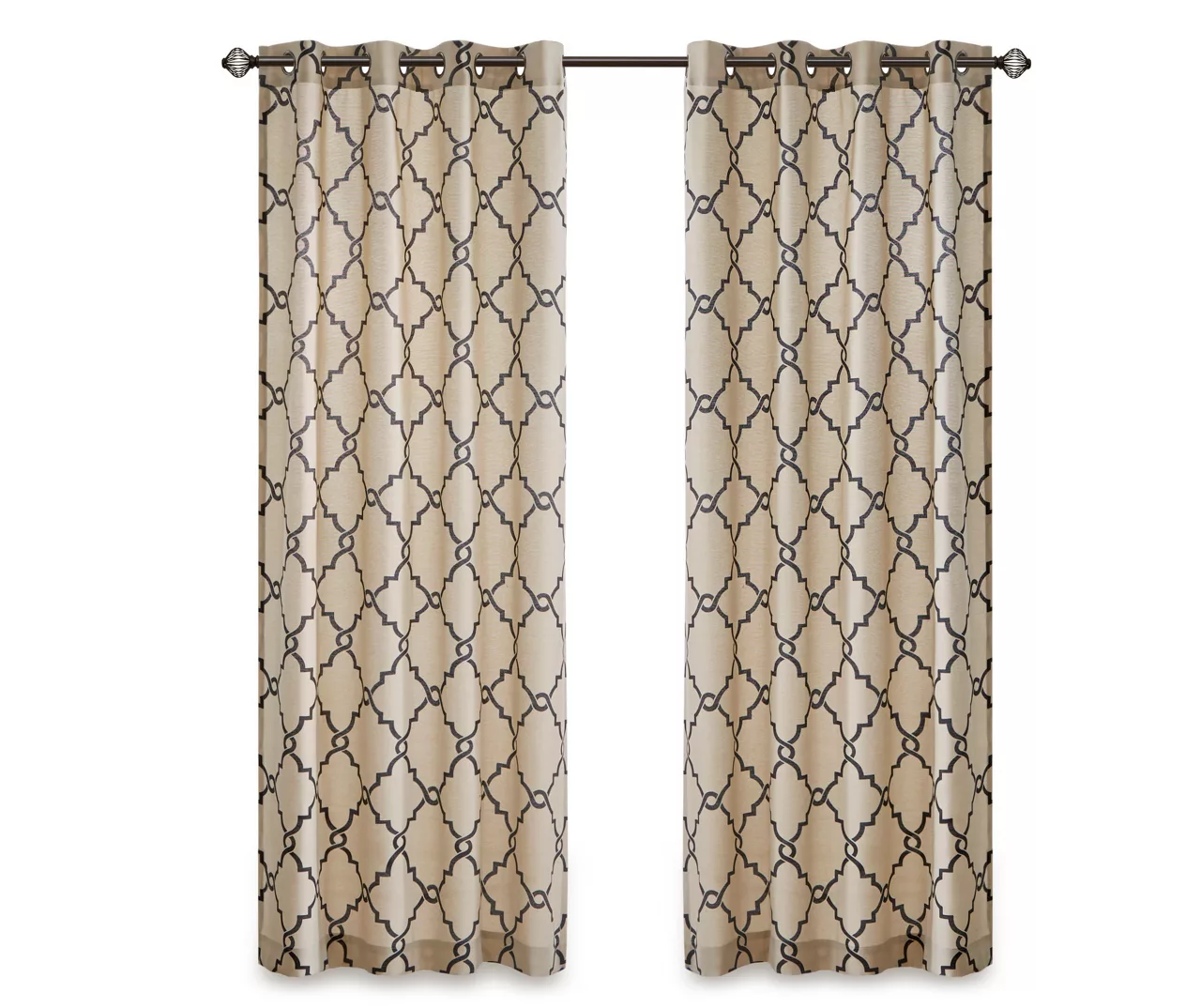 Sereno Fretwork Khaki Light-Filtering Grommet Curtain Panel, (95") - Image 12