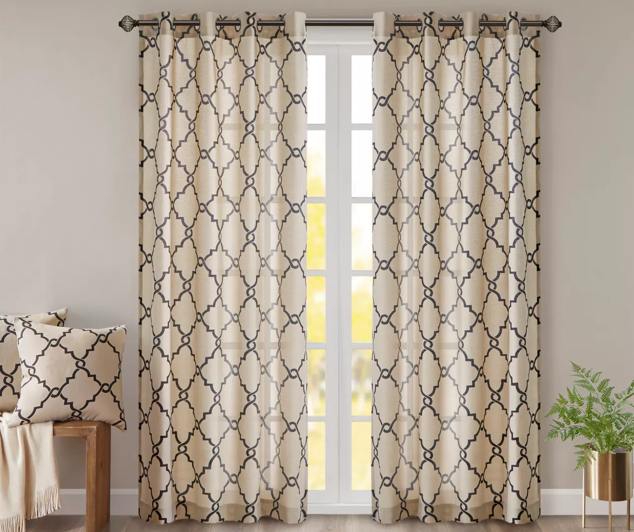 Sereno Fretwork Light-Filtering Grommet Curtain Panel - Image 7