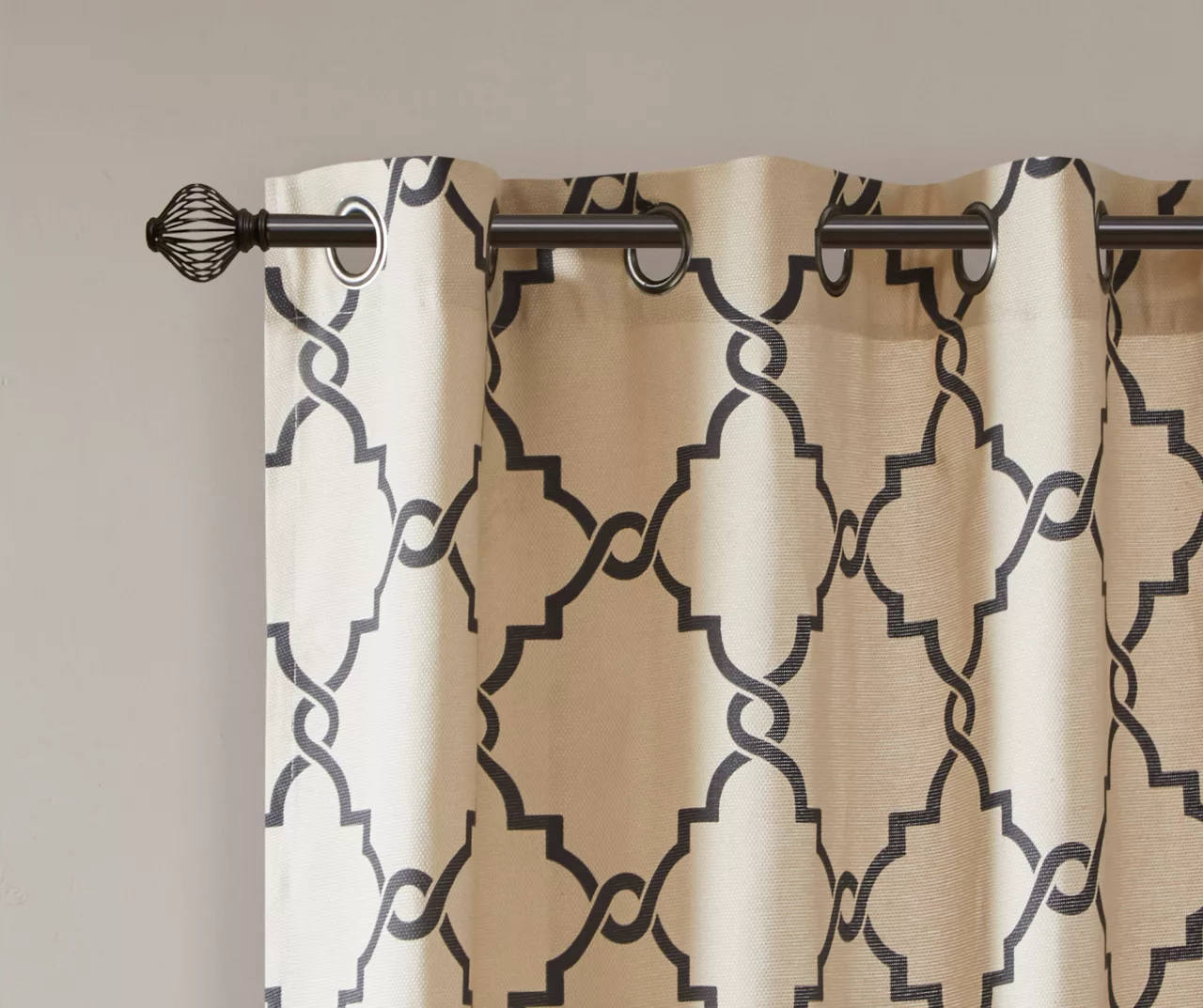 Sereno Fretwork Khaki Light-Filtering Grommet Curtain Panel, (95") - Image 4