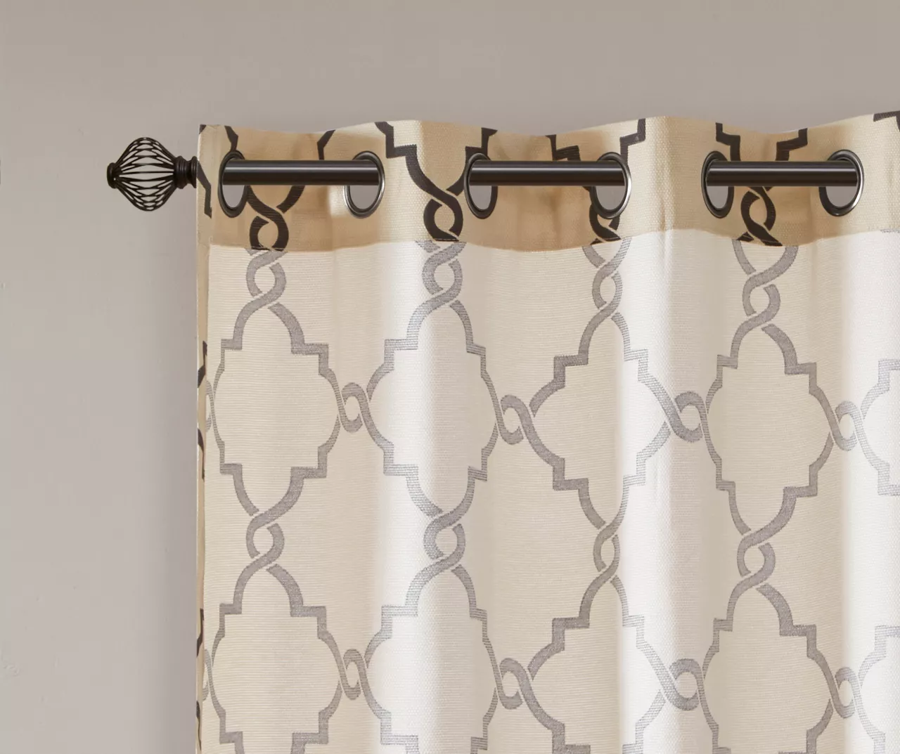 Sereno Fretwork Khaki Light-Filtering Grommet Curtain Panel, (95") - Image 5