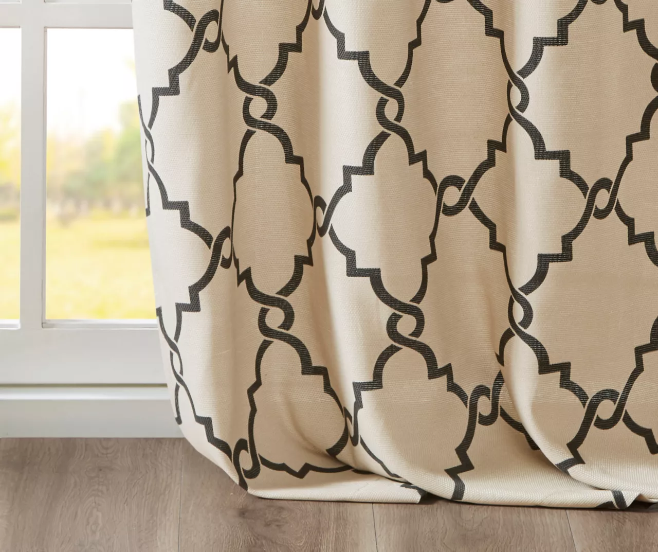 Sereno Fretwork Khaki Light-Filtering Grommet Curtain Panel, (95") - Image 6