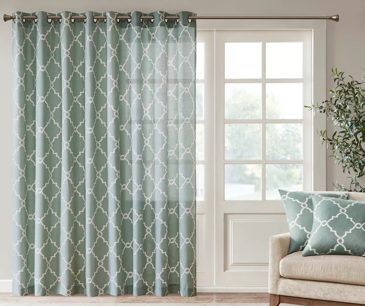 Sereno Fretwork Light-Filtering Grommet Patio Curtain Panel, (84") - Image 8