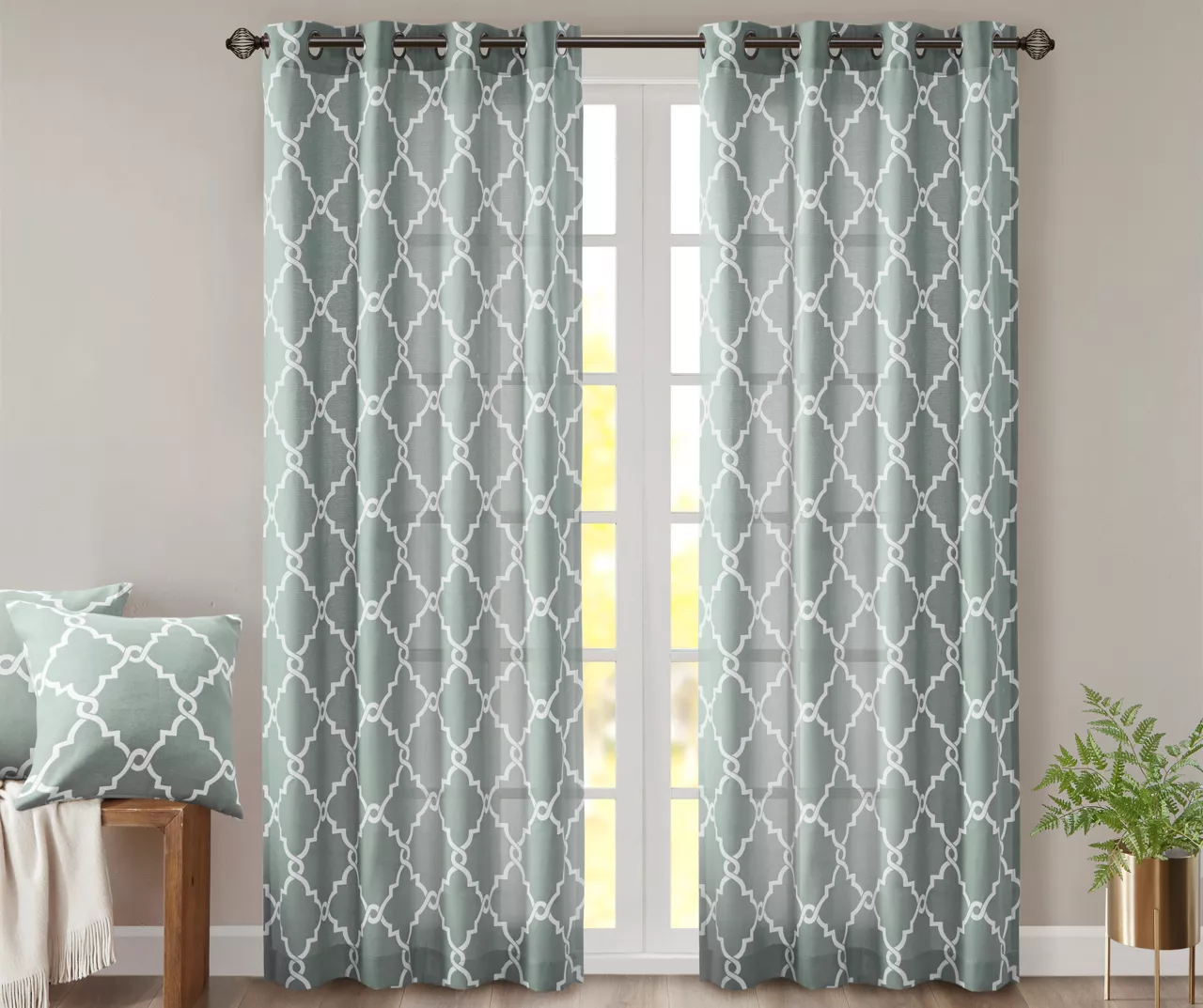Sereno Fretwork Light-Filtering Grommet Curtain Panel - Image 8