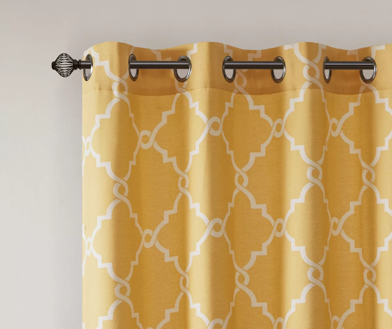 Sereno Fretwork Yellow Light-Filtering Grommet Curtain Panel, (95") - Image 4