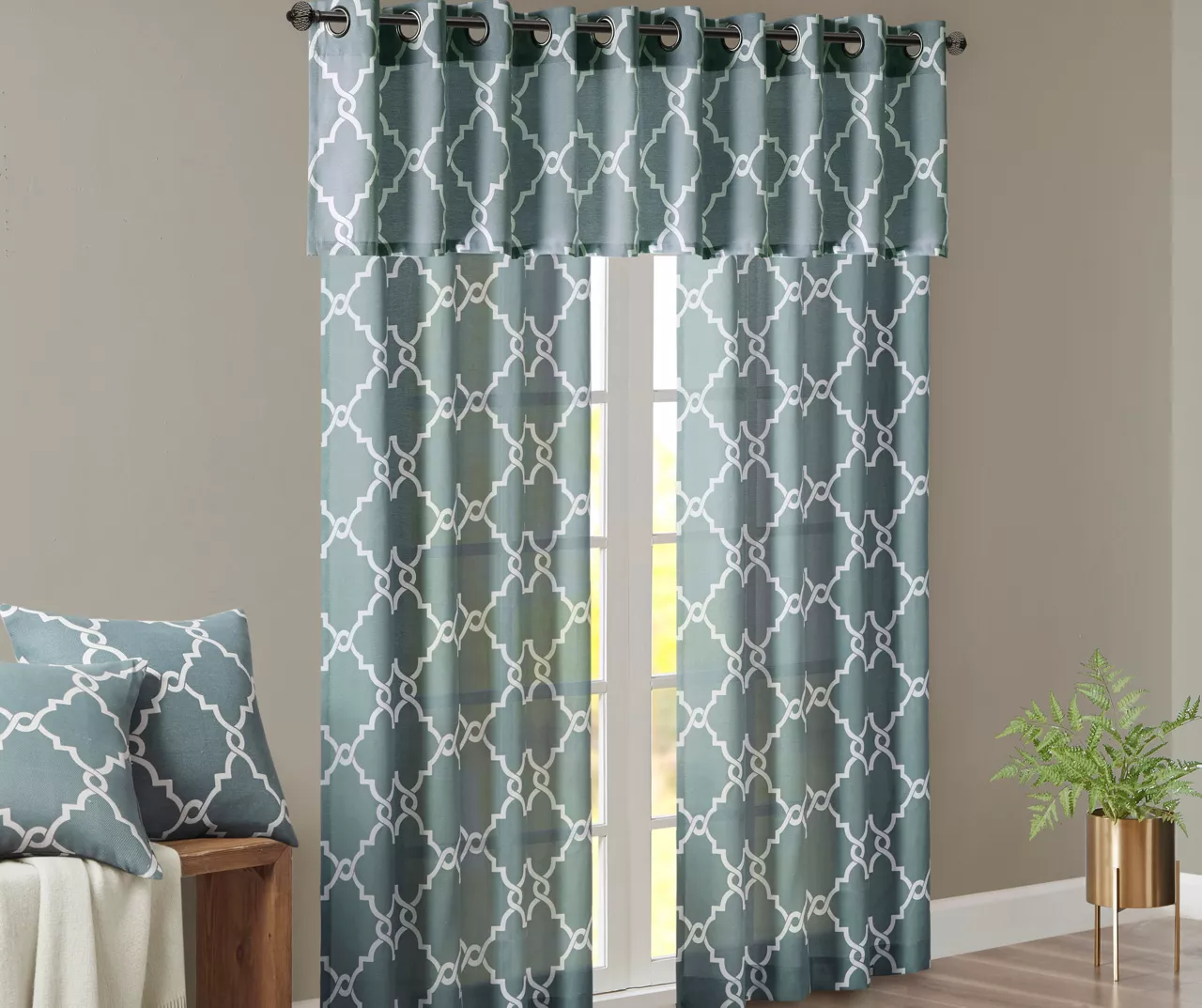Sereno Fretwork Blue Light-Filtering Grommet Curtain Panel, (63") - Image 11