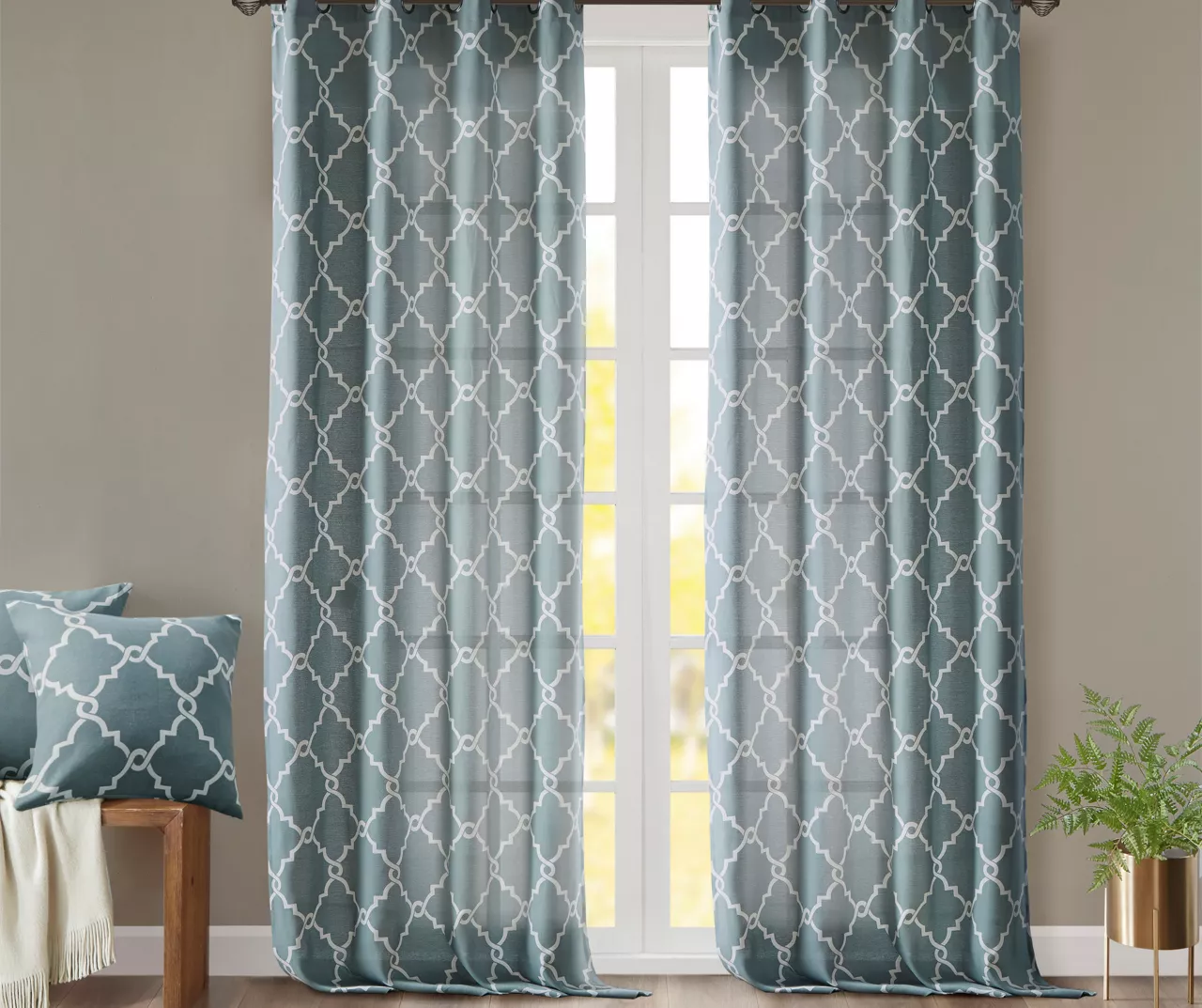 Sereno Fretwork Blue Light-Filtering Grommet Curtain Panel, (63") - Image 8
