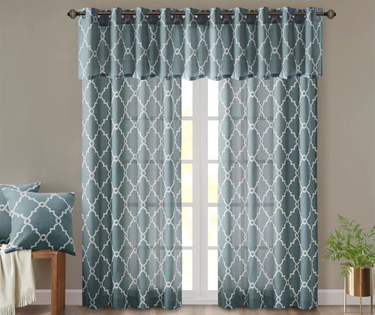 Sereno Fretwork Blue Light-Filtering Grommet Curtain Panel, (63") - Image 10