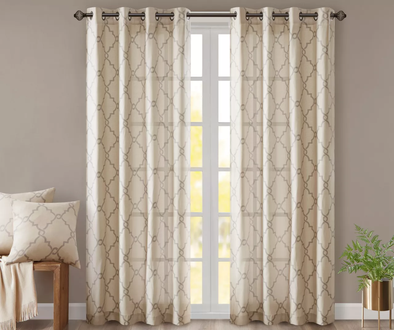 Sereno Fretwork Light-Filtering Grommet Curtain Panel - Image 3