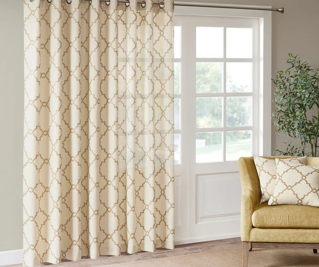 Sereno Fretwork Light-Filtering Grommet Patio Curtain Panel, (84") - Image 10