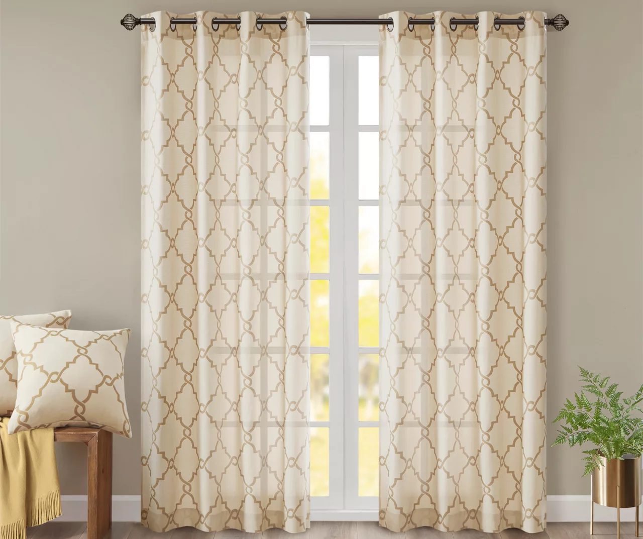 Sereno Fretwork Light-Filtering Grommet Curtain Panel