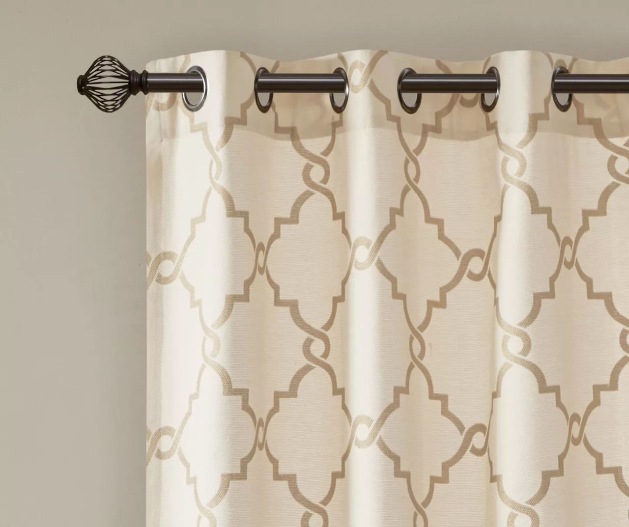 Sereno Fretwork Beige & Gold Light-Filtering Grommet Curtain Panel, (63") - Image 4
