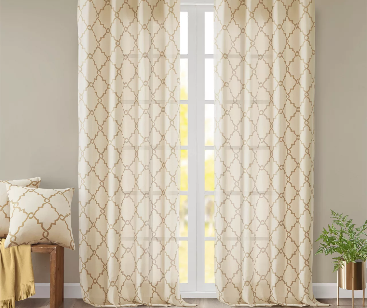 Sereno Fretwork Light-Filtering Grommet Curtain Panel - Image 16