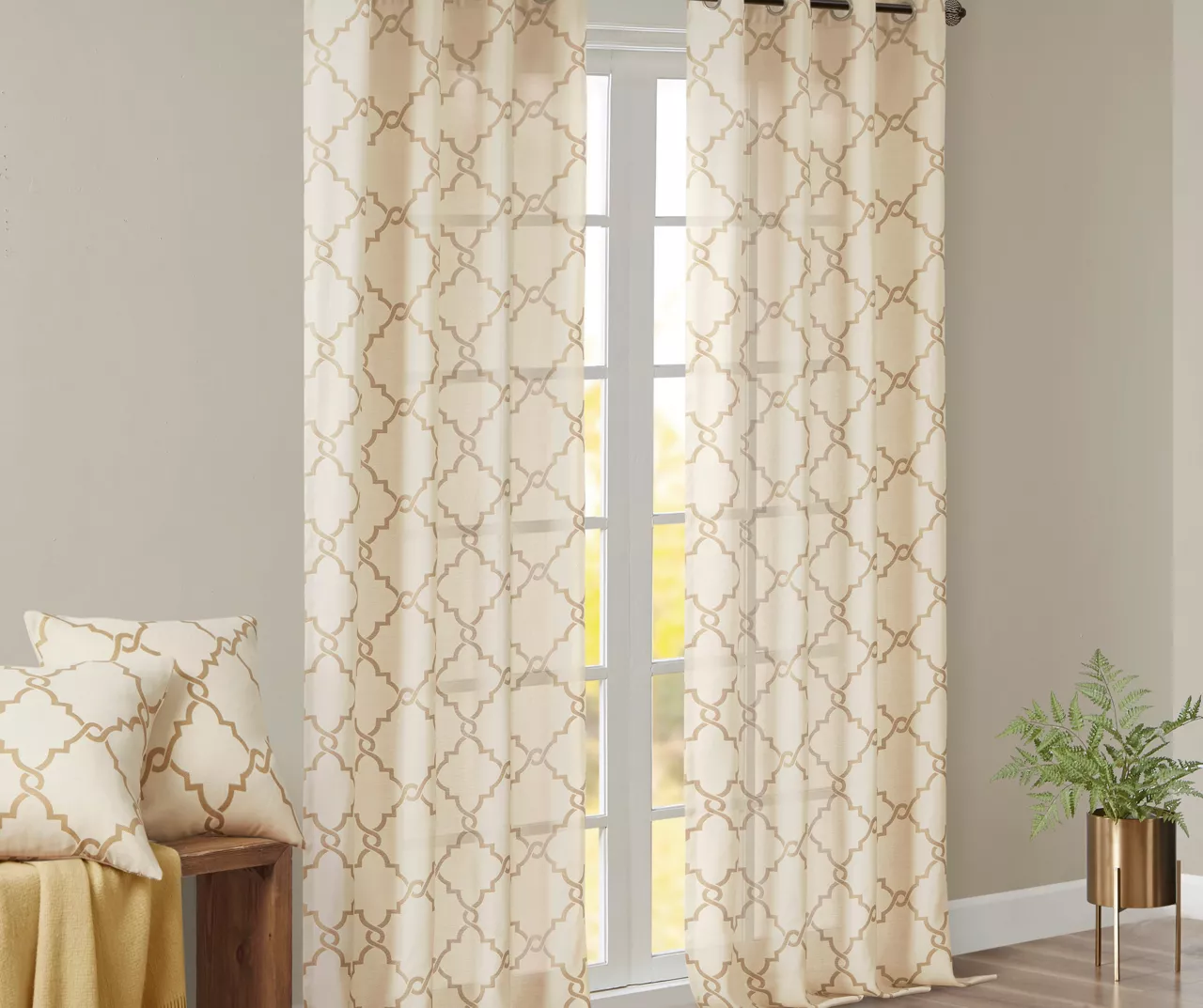 Sereno Fretwork Light-Filtering Grommet Curtain Panel - Image 17