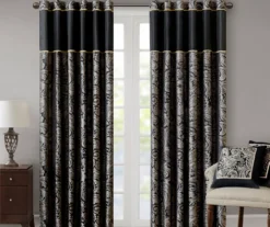 Valerie Black Light-Filtering Rod Pocket Curtain Panel Pair, (95")