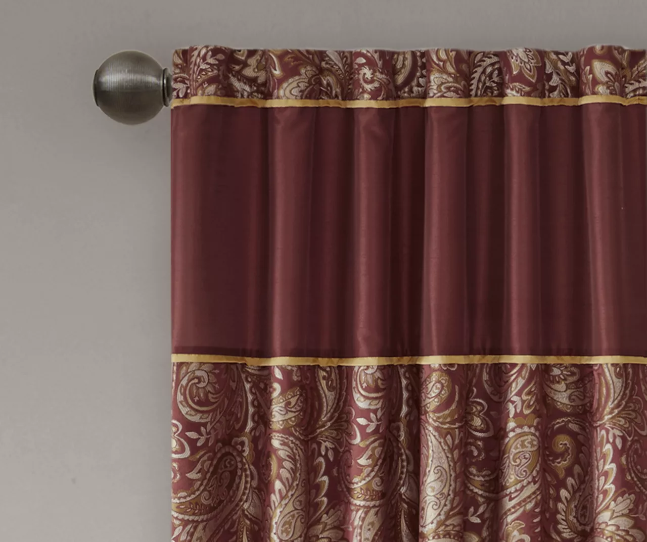 Valerie Burgundy Light-Filtering Rod Pocket Curtain Panel Pair, (84") - Image 4