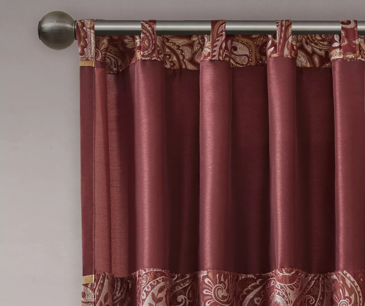 Valerie Burgundy Light-Filtering Rod Pocket Curtain Panel Pair, (84") - Image 5