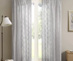 Clarissa Diamond Gray Sheer Rod Pocket Curtain Panel, (95")