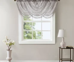Clarissa Diamond Sheer Rod Pocket Waterfall Valance, (46")