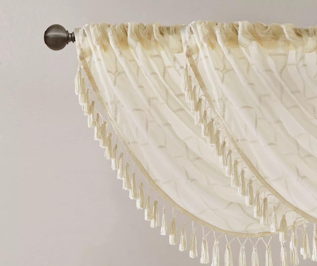 Clarissa Diamond Sheer Rod Pocket Waterfall Valance, (46") - Image 11