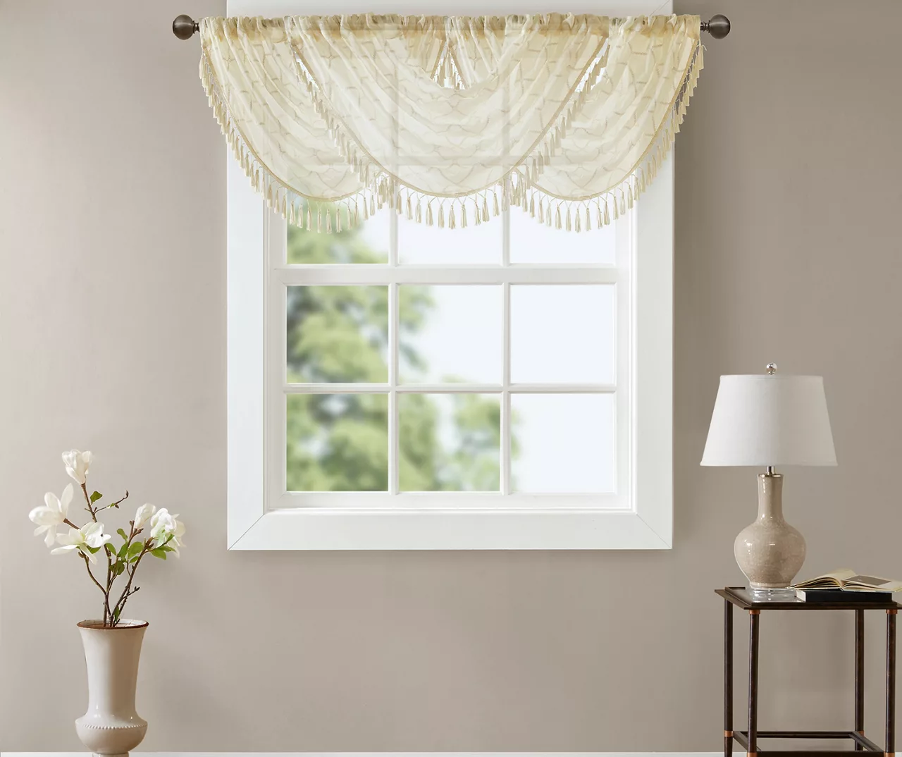 Clarissa Diamond Sheer Rod Pocket Waterfall Valance, (46") - Image 2