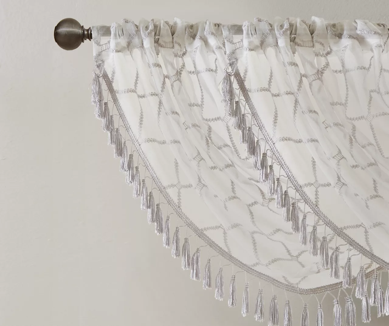 Clarissa Diamond Sheer Rod Pocket Waterfall Valance, (46") - Image 16