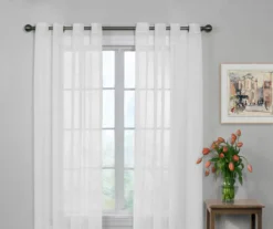 Curtain Fresh White Sheer Grommet Curtain Panel, (84")