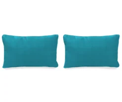 Peacock Green Outdoor Lumbar Throw Pillows, 2-Pack