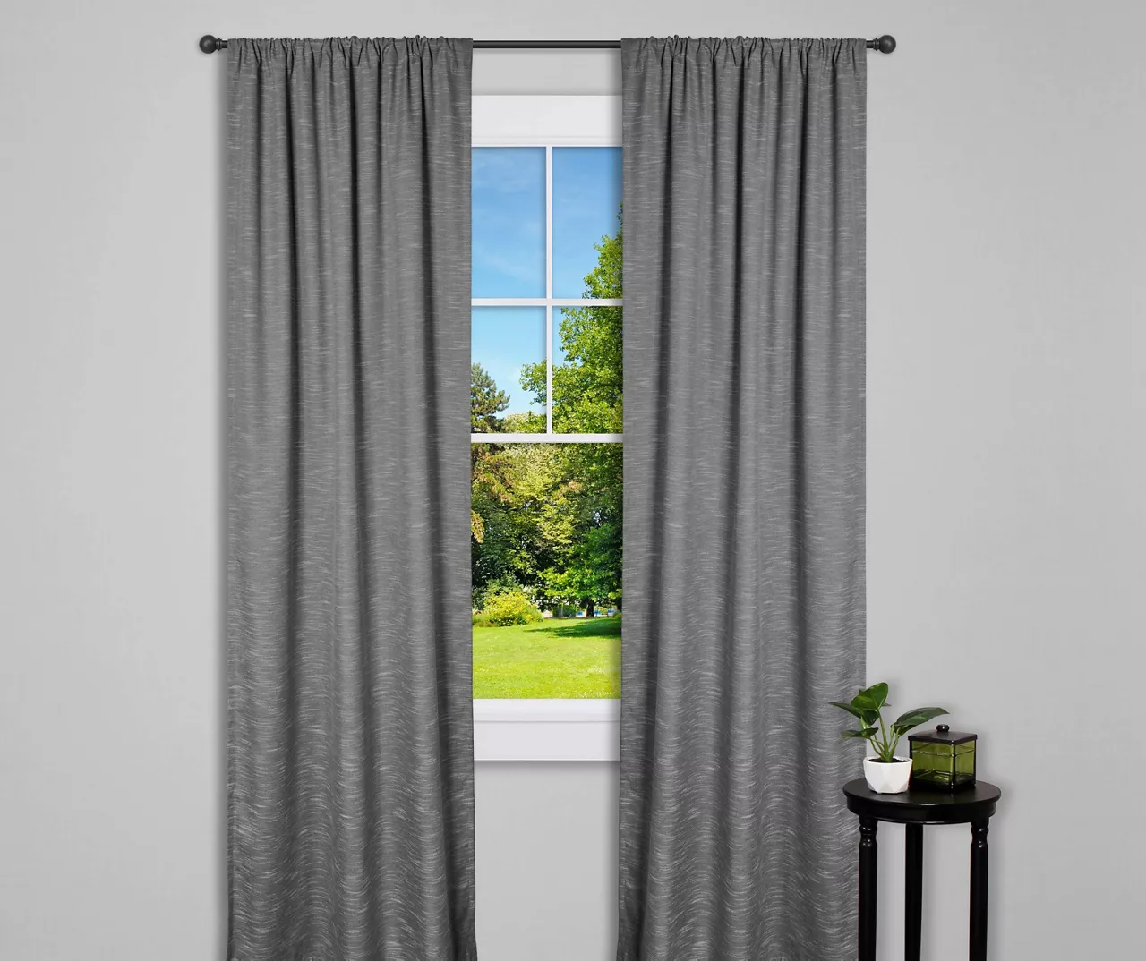 Lana Black 5/8" Ball-Finial Curtain Rod, (28"-48") - Image 2