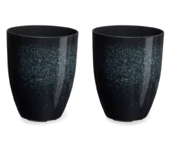 13.75" Green Speckle Glaze Plastic Planters, 2-Pack