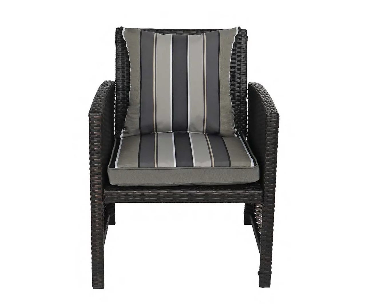 Natural Gray Stripe 4-Piece Reversible Deluxe Outdoor Chair Cushion Set - Image 2