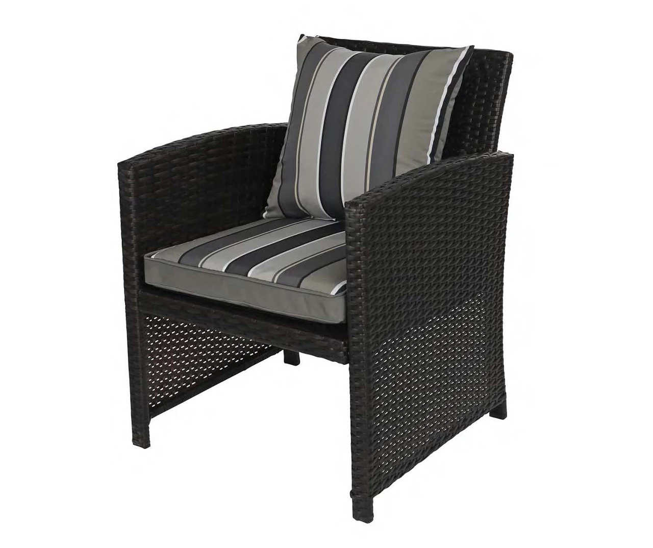 Natural Gray Stripe 4-Piece Reversible Deluxe Outdoor Chair Cushion Set - Image 3