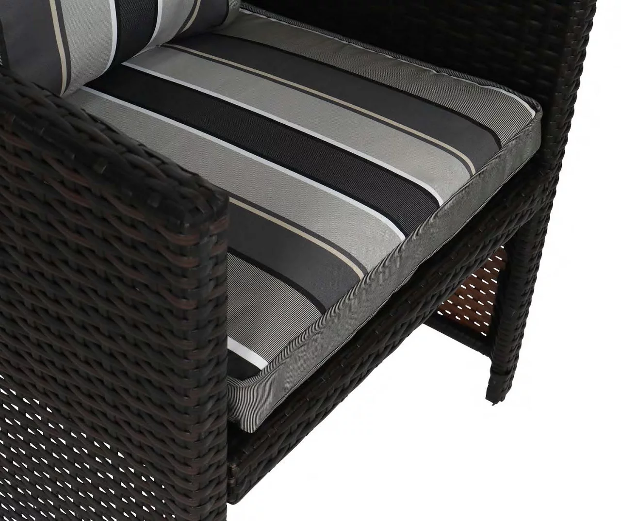 Natural Gray Stripe 4-Piece Reversible Deluxe Outdoor Chair Cushion Set - Image 6